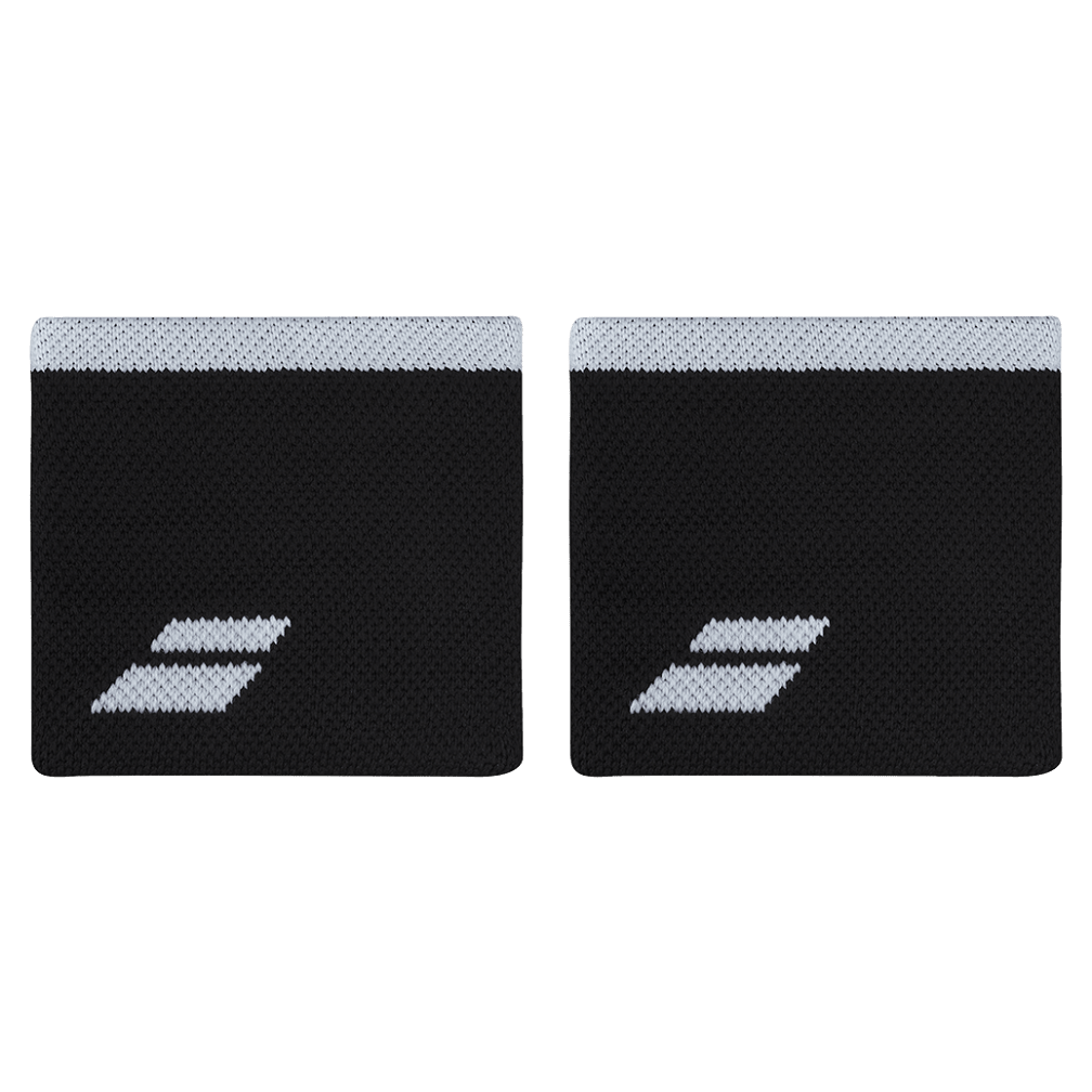 Babolat Logo Wristband in black and white, front view