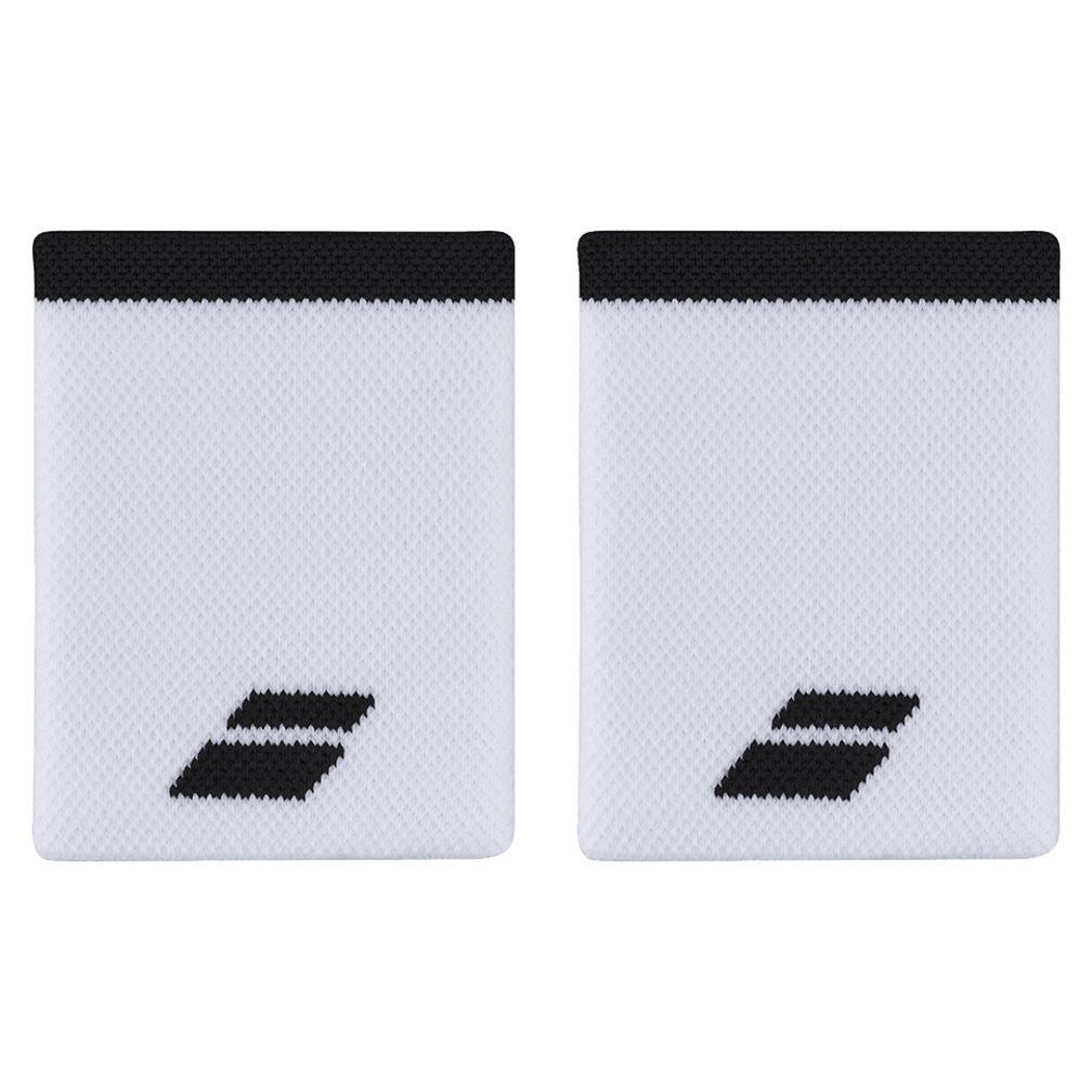 Babolat Logo Jumbo Wristband in white and red, front view