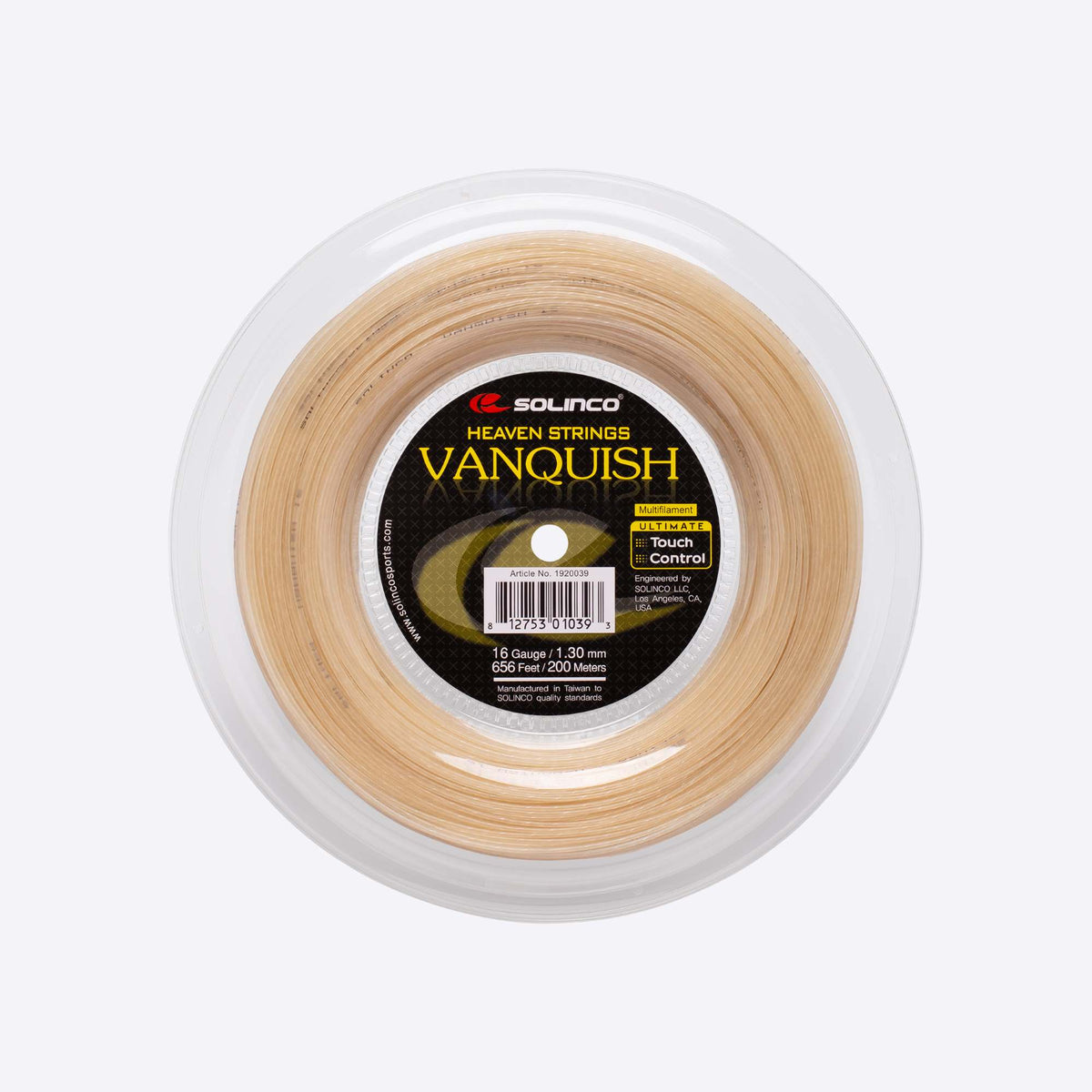 Solinco Vanquish tennis string packaging