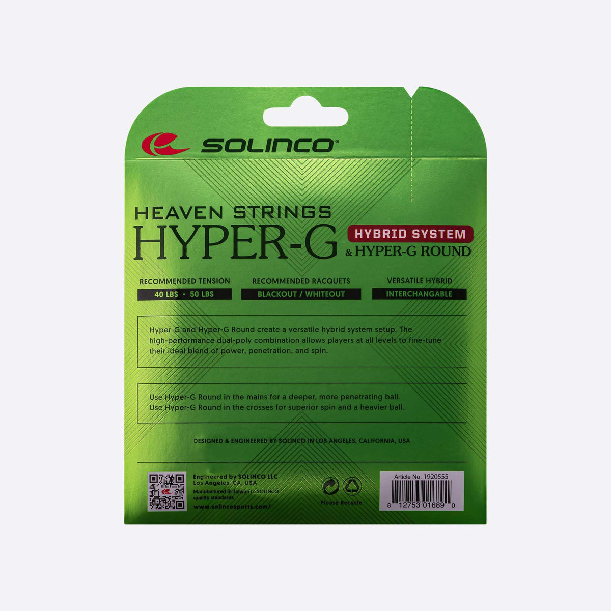Solinco Hyper-G Hybrid System packaging
