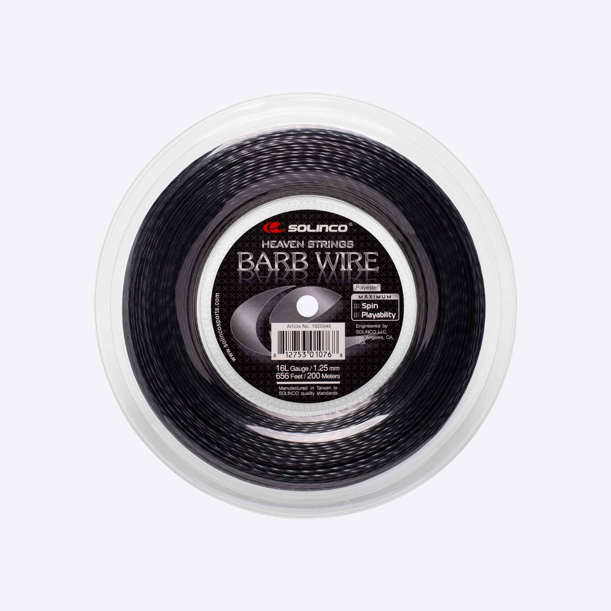 Solinco Barb Wire tennis string reel packaging