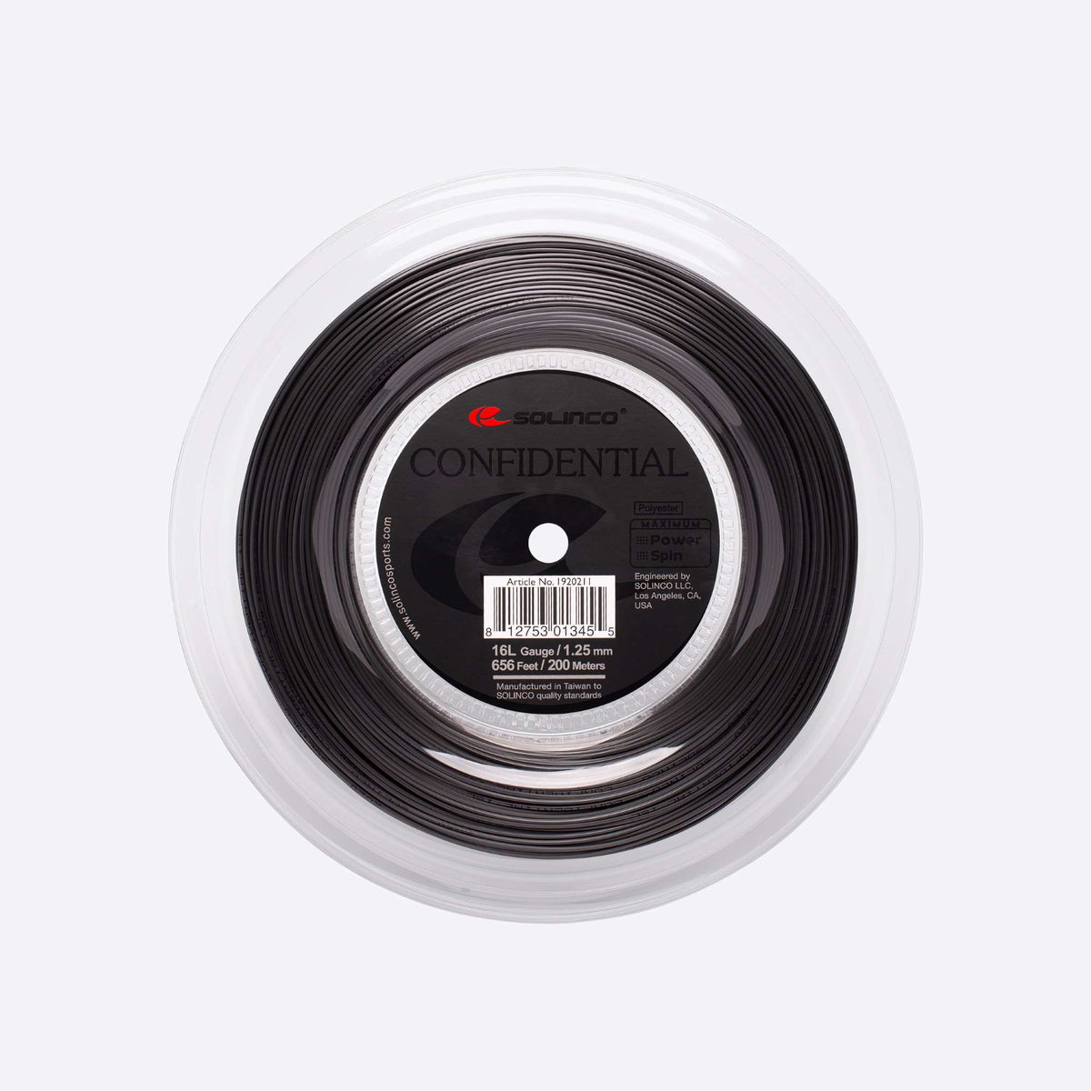 Solinco Confidential tennis string packaging