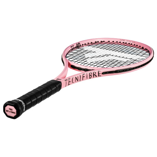 Tecnifibre TF-40 305 16M ART x TENNIS tennis racket in pink, full frame at an angle