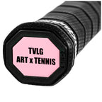 Butt cap of the TF-40 with the TVLG ART x TENNIS collection badge