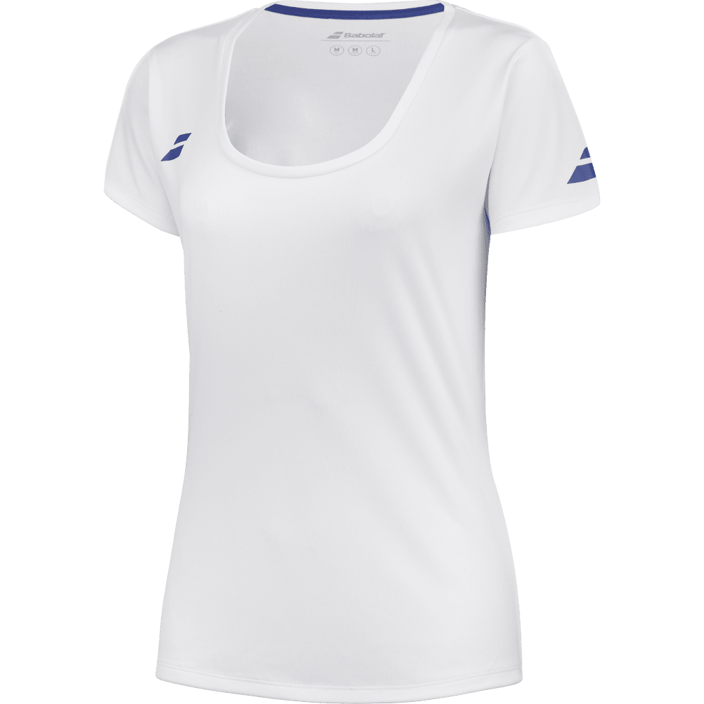 Babolat Play Cap Sleeve Top for juniors in white, three-quarter left view