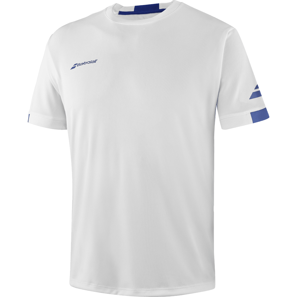 Babolat Play Crew Neck Tee in white, three-quarter left view