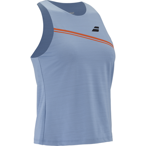 Babolat Play Tank Top for women in blue and red, three-quarter right view
