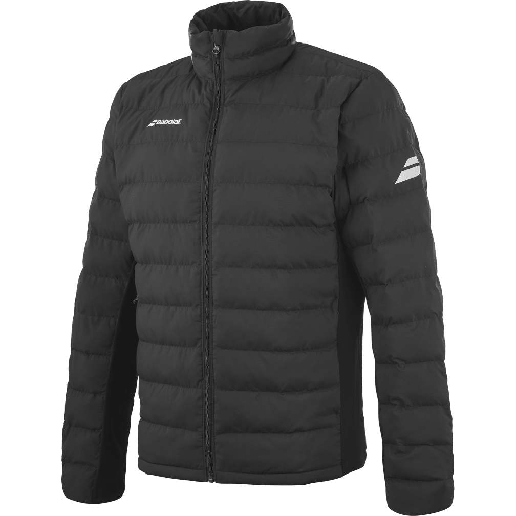 Babolat Exercise Padded Jacket in black, three-quarter left view