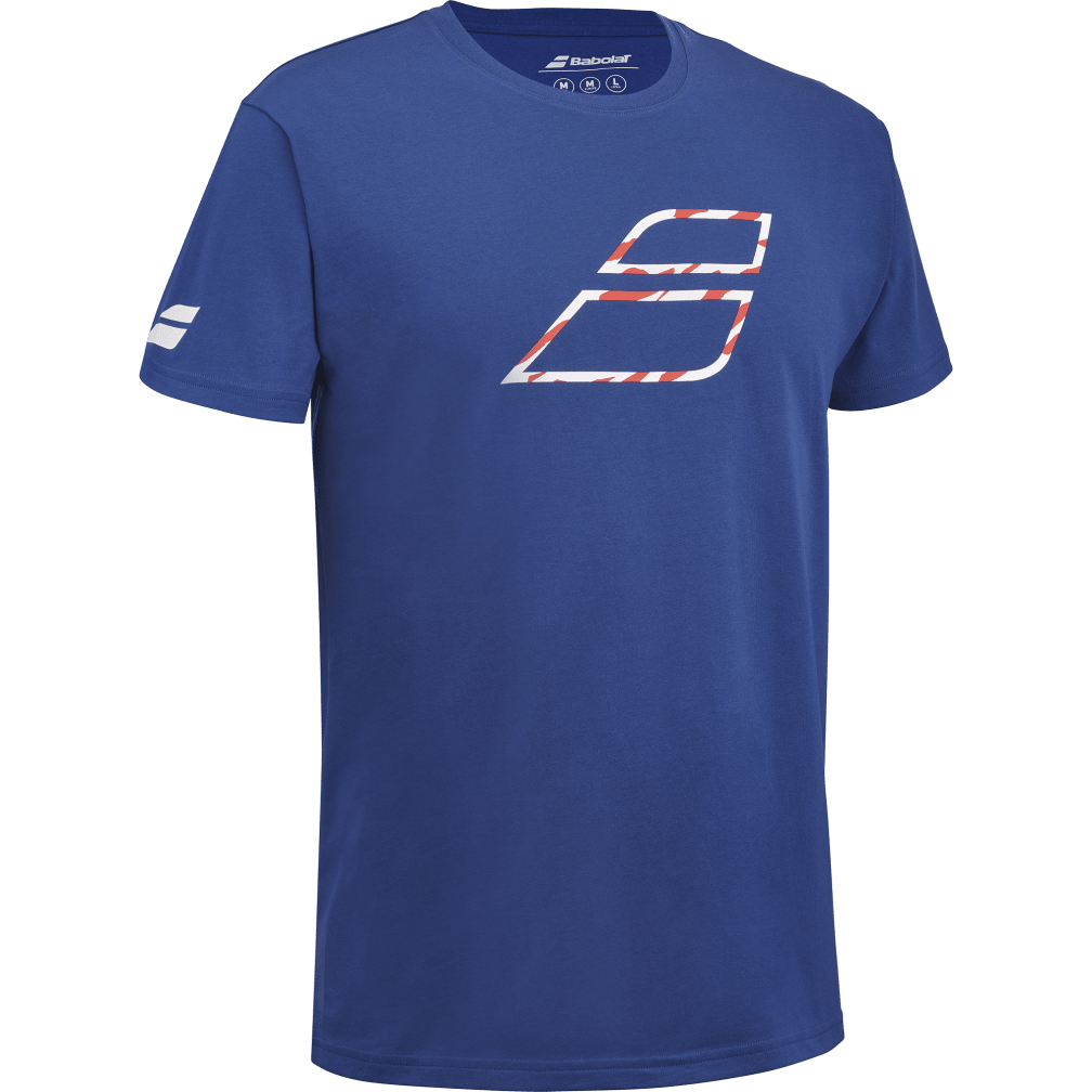 Babolat Exercise Big Flag Tee in navy, three-quarter right view