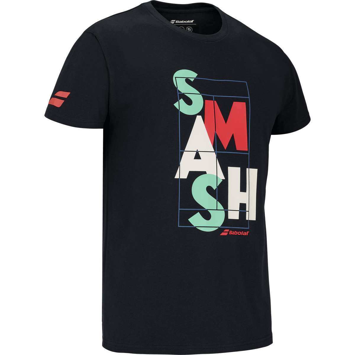 Babolat Exercise Message Tee in black, three-quarter right view