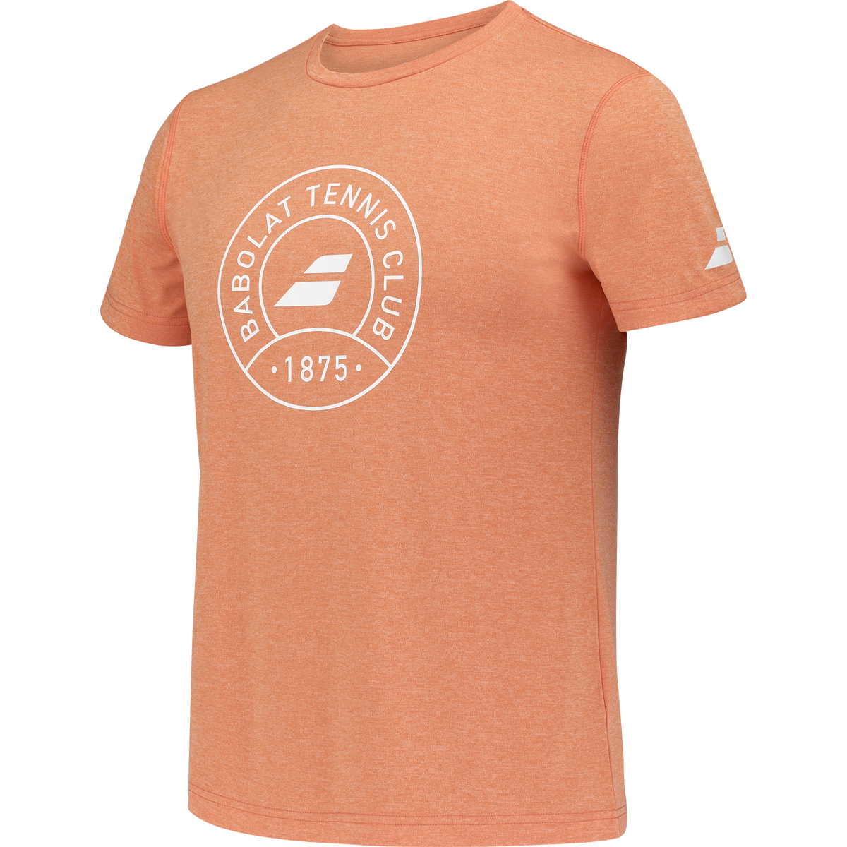 Babolat Exercise Graphic Tee in orange, three-quarter right view