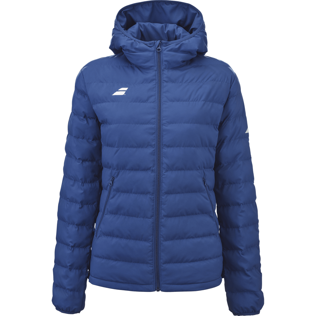 Babolat Exercise Padded Jacket for women in blue, front view