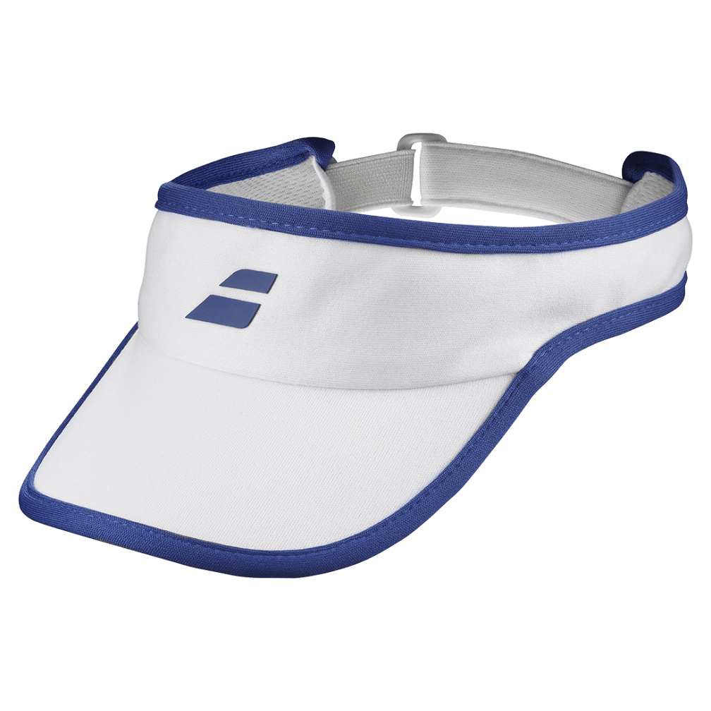 Babolat Visor for juniors in white and navy, three-quarter front view