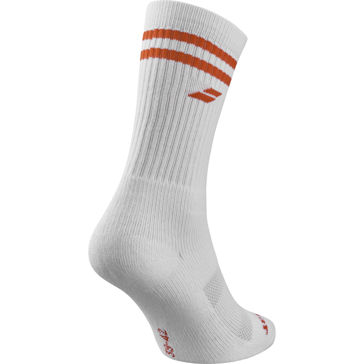 Babolat Team Single Socks in white and orange, three-quarter left view