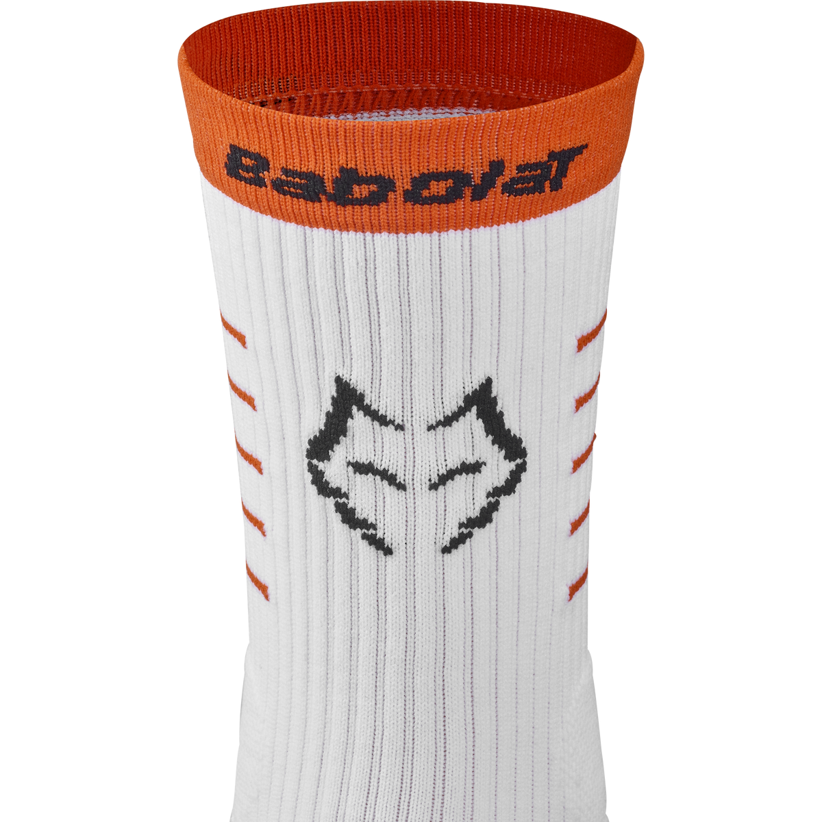 Babolat Mid-Calf Socks Lebron in white and orange, detail view