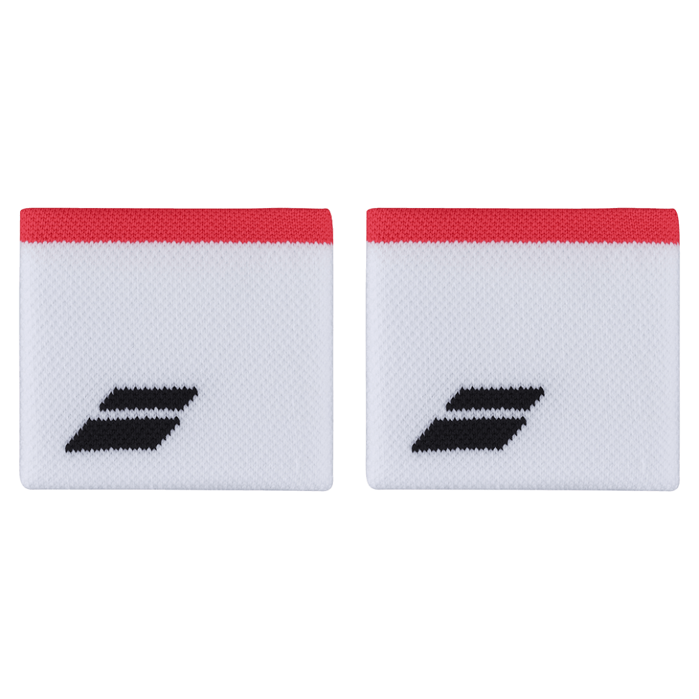 Babolat Logo Wristband in white and red, front view