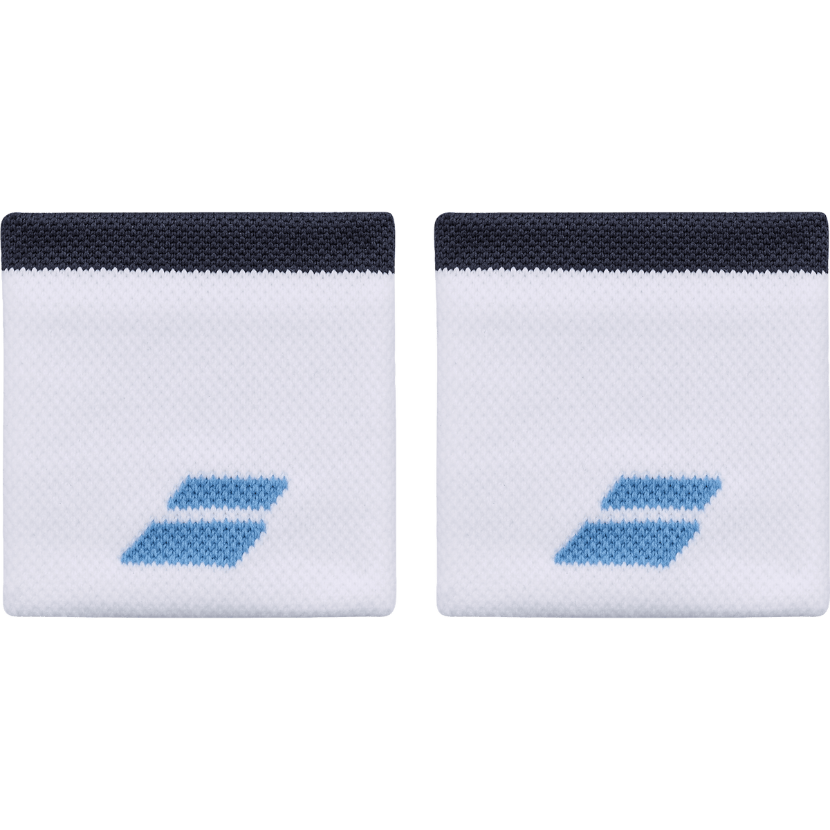 Babolat Logo Wristband in white and blue, front view