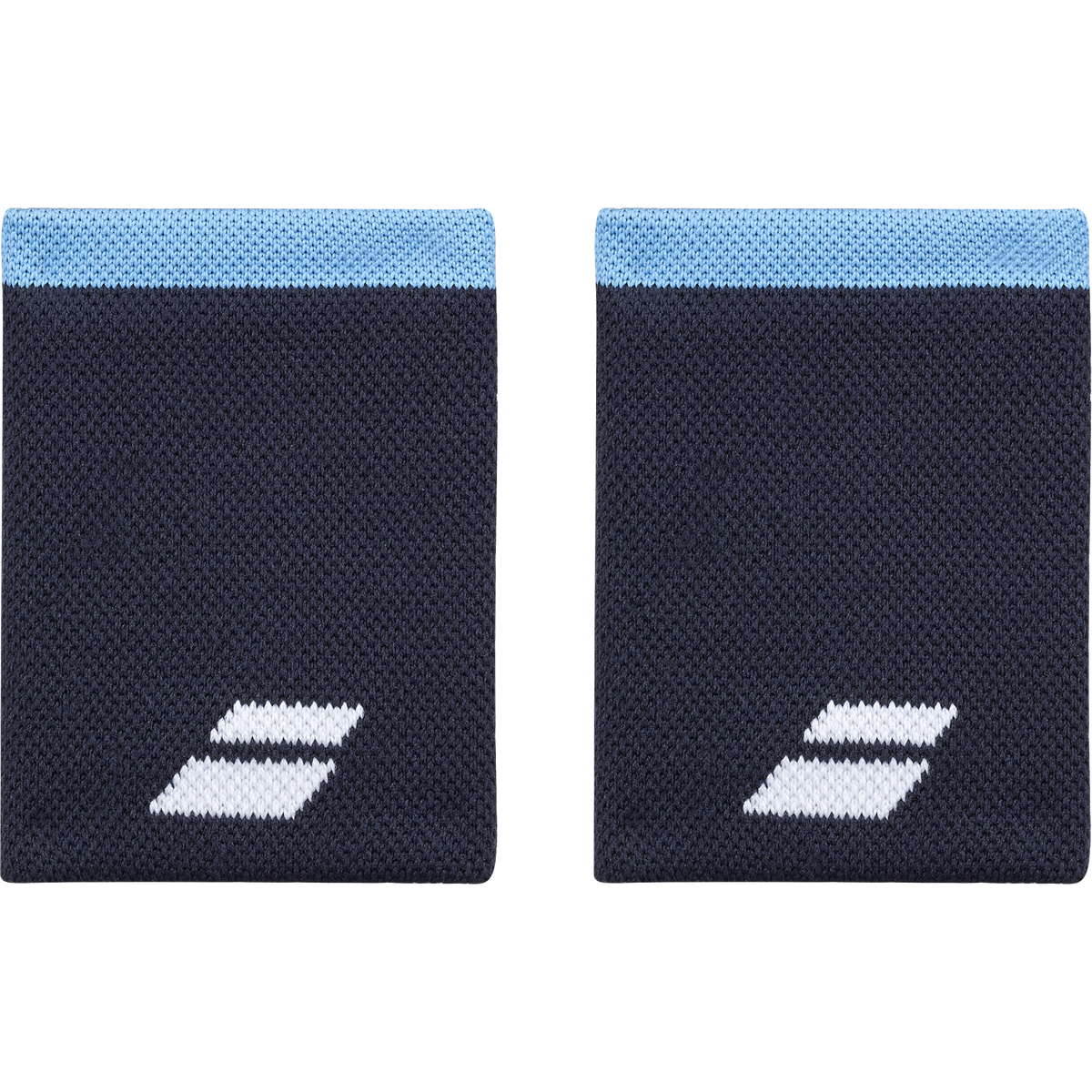 Babolat Logo Jumbo Wristband in black and aero blue, front view