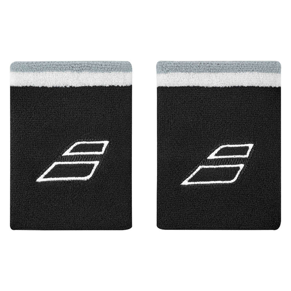 Babolat Terry Jumbo Wristband in black and white, front view
