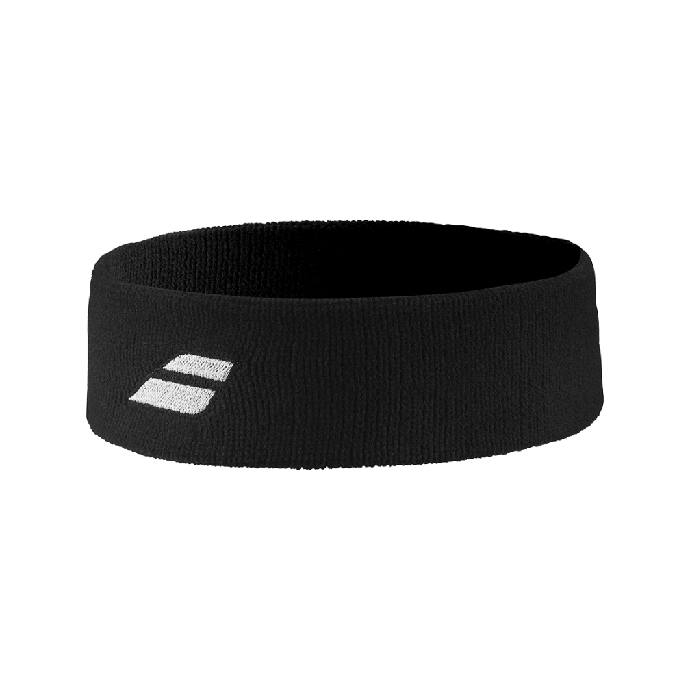 Babolat Logo Headband in black, three-quarter front view