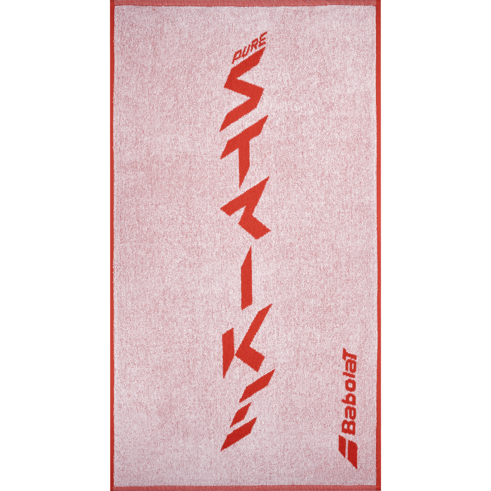 Babolat Medium Towel in a red and white colourway, front view