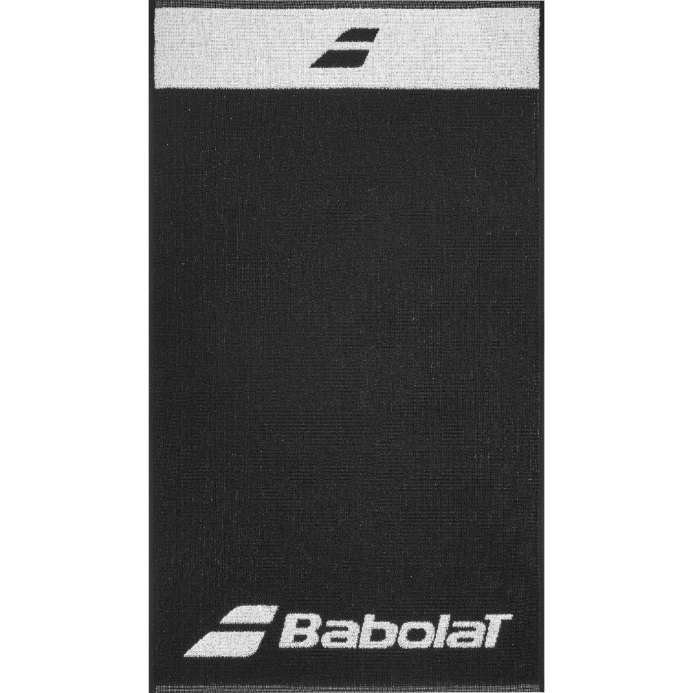 Babolat Medium Towel in a black and white colourway, front view