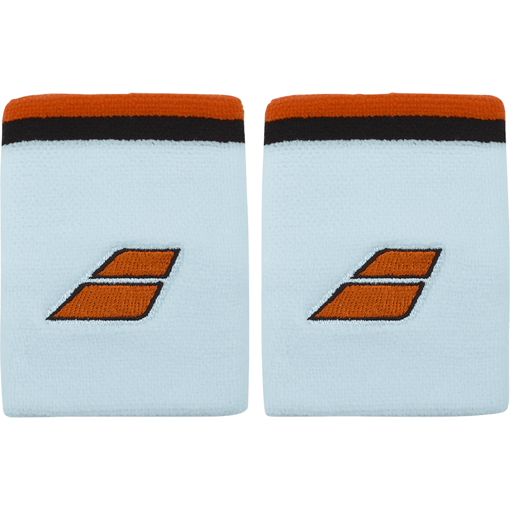 Babolat Terry Jumbo Wristband in white and orange, front view