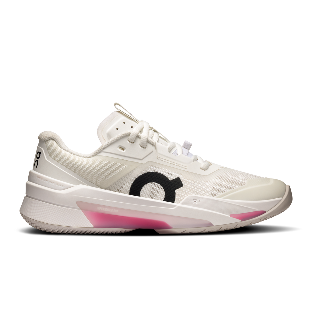 On THE ROGER Pro Fire Women's White/Pink tennis shoe