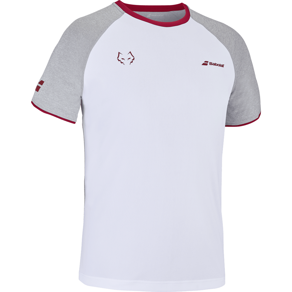 Babolat Crew Neck Tee Lebron in white, three-quarter right view