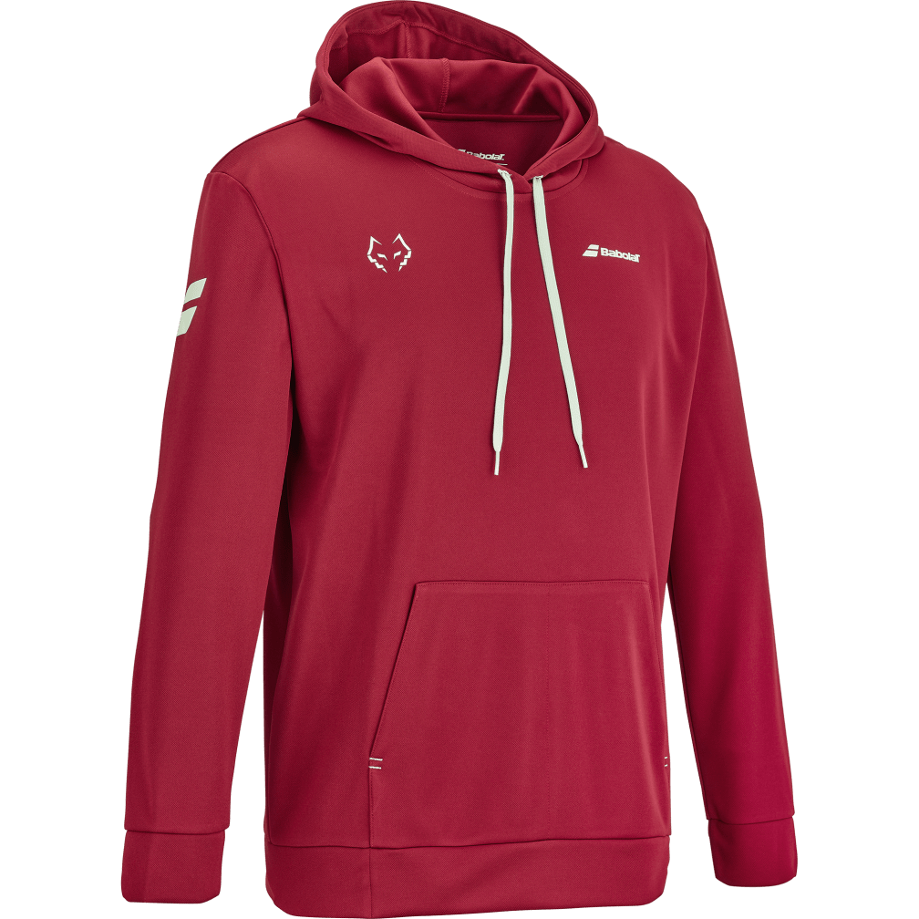 Babolat Hood Sweat Lebron hoodie in red, three-quarter right view