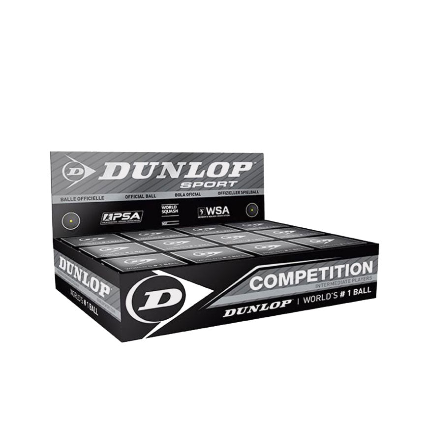 Dunlop Competition (Single Yellow Dot) 12-Ball Squash Box