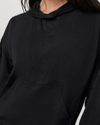 Vuori Halo Modern Pullover Hoodie in Black Heather - fabric detail