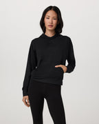 Vuori Halo Modern Pullover Hoodie in Black Heather - front view