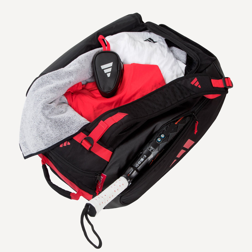 Adidas Tour 3.4 padel racket bag, black, compartment detail