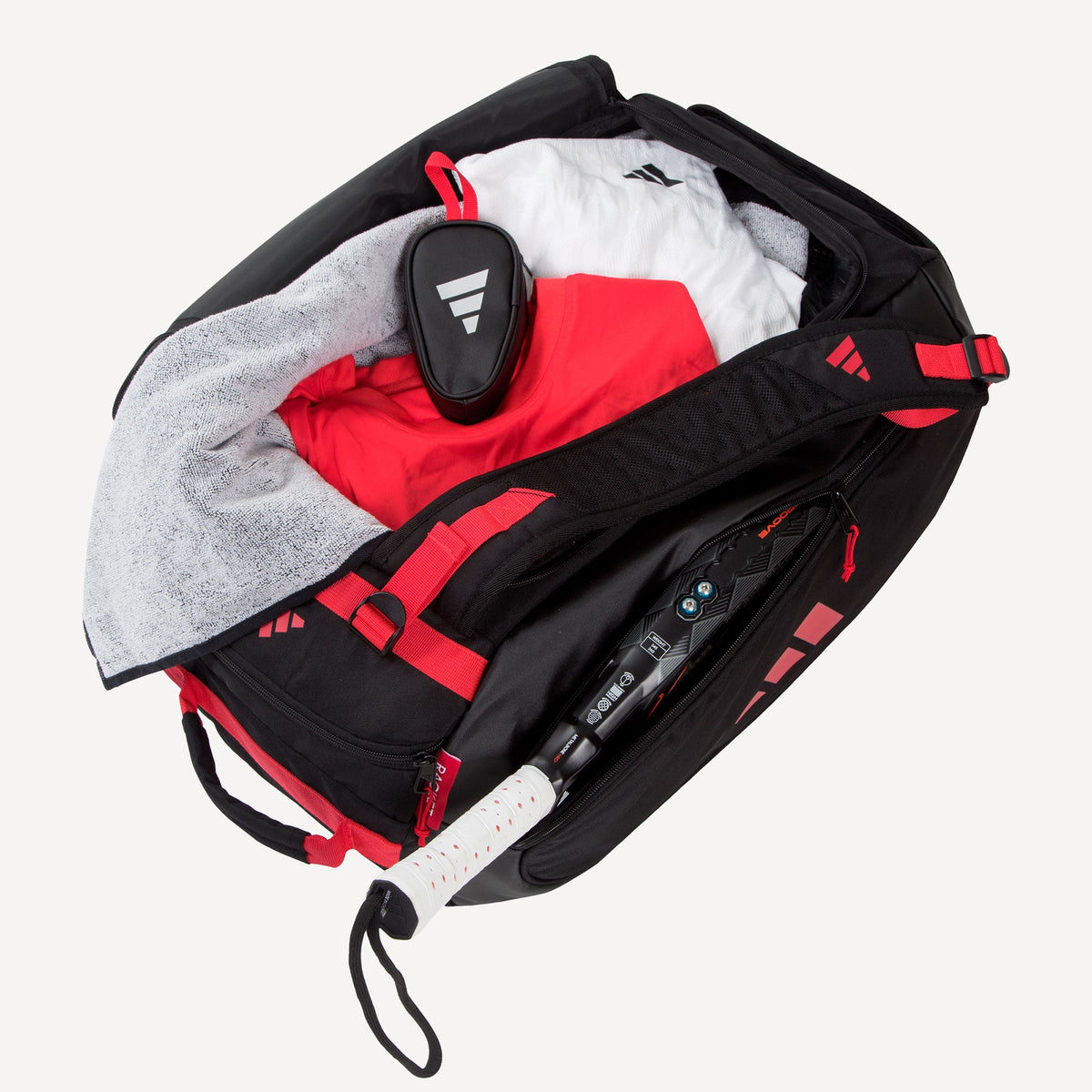Adidas Tour 3.4 padel racket bag, black, compartment detail