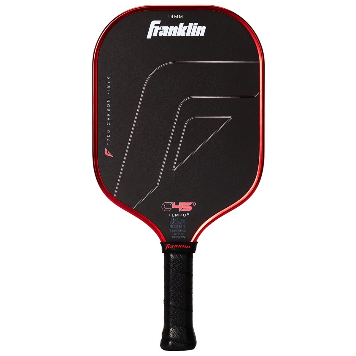 Franklin C45 carbon fibre pickleball paddle traditional 14mm red