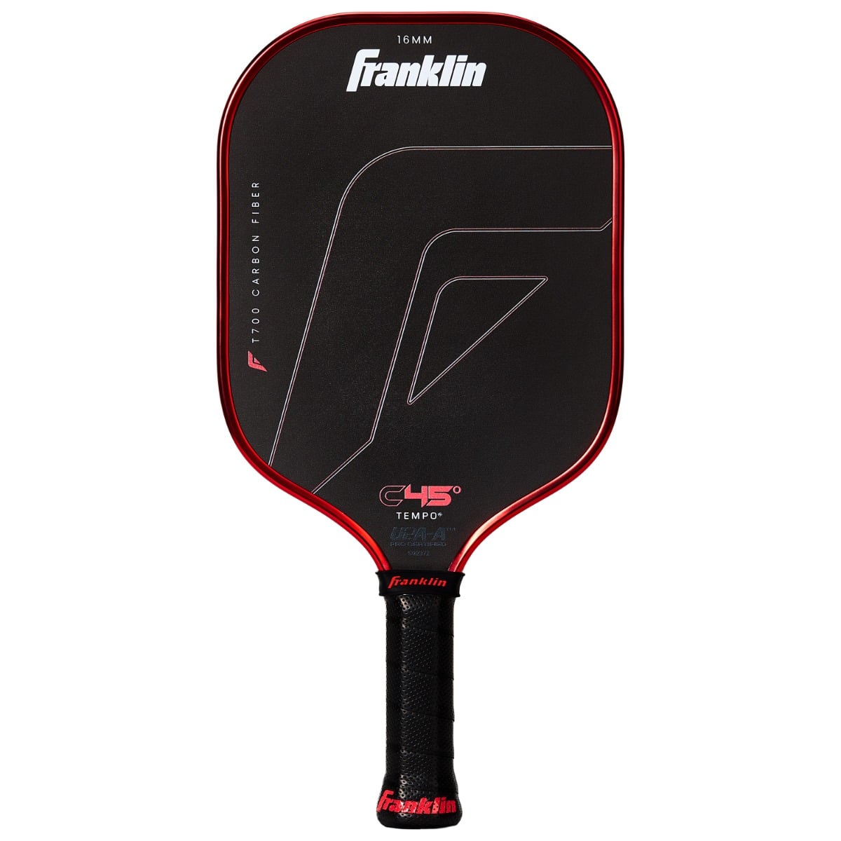 Franklin C45 Tempo carbon fibre pickleball paddle traditional 16mm red