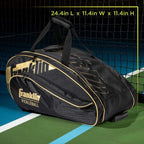 Franklin Pro Series pickleball paddle bag, black and gold, dimensions
