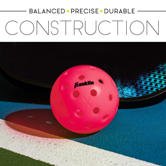 Franklin X-40 outdoor pickleball, pink, detail view