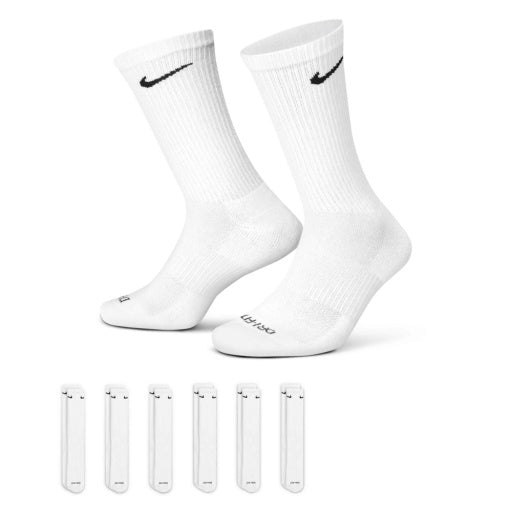 Nike NIKE EVERYDAY PLUS CUSHIONED TRAINING CREW SOCKS (6 PAIRS) - White/Black